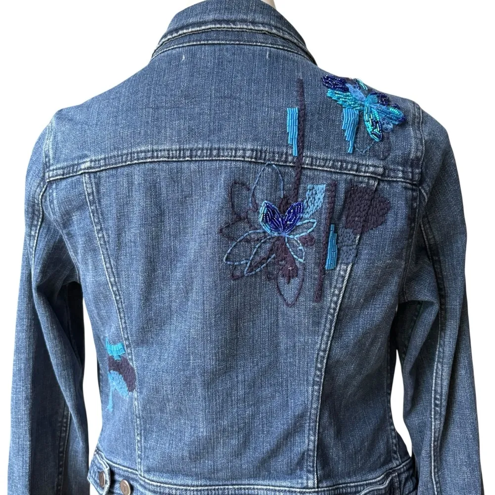 Anthropologie Pilcro Beaded Embroidered Denim Jacket - Image 9