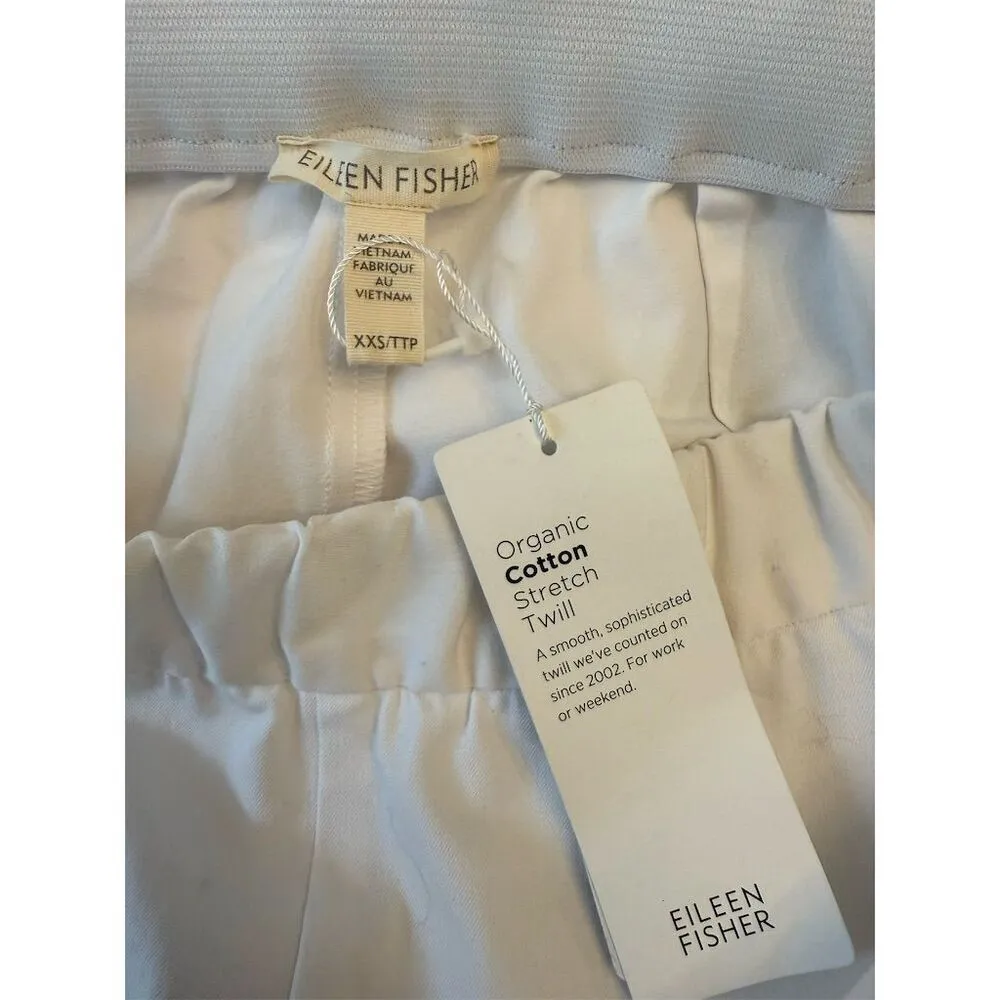 Eileen Fisher Women's Organic Cotton Slim Ankle Pant XXS White Elastic Waist NWT - Image 5