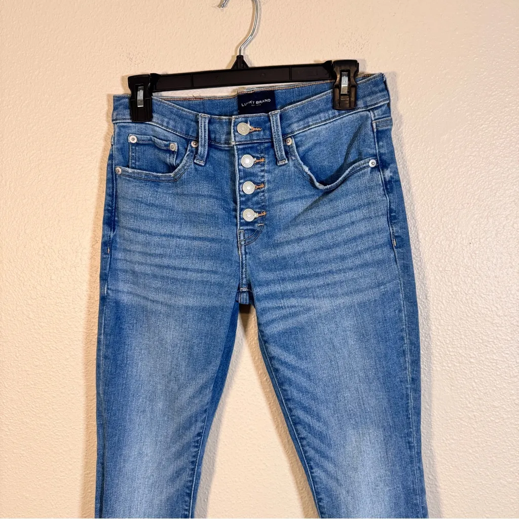Lucky Brand Blue High Rise Skinny Jeans Womens 6 Button Fly Casual Classic Denim - Image 10