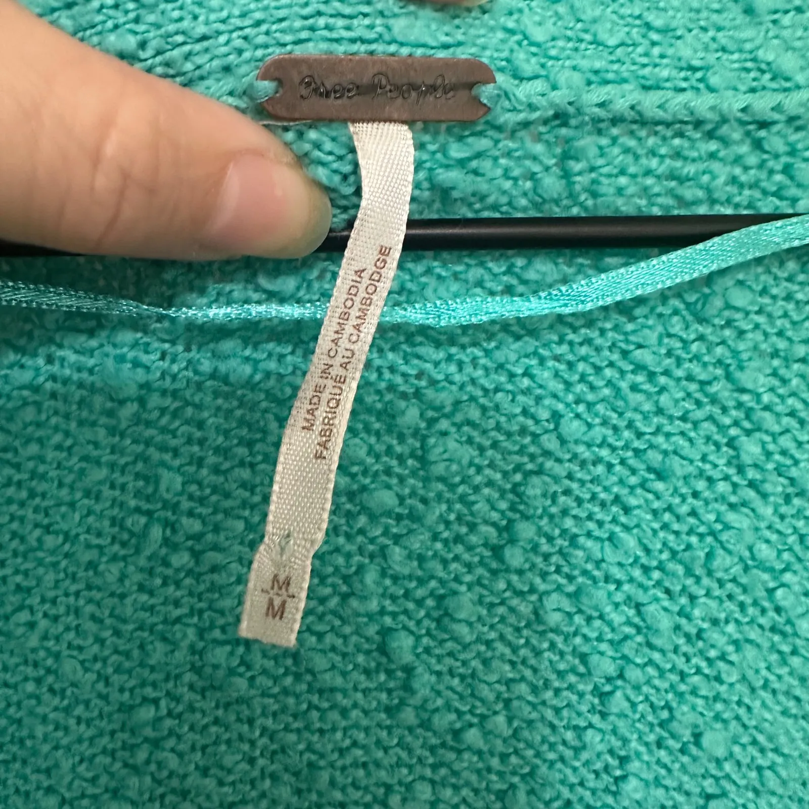 Free People | Found My Friend Turquoise Boucle Textured Knit Cardigan Sweater, M - Image 6