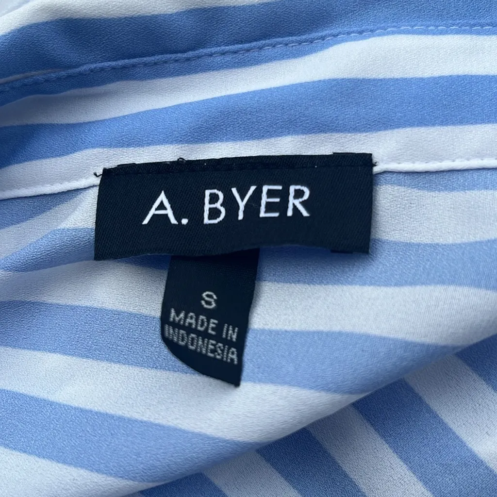 A Byer Sky Blue White Striped Blouse Flowy - Image 6