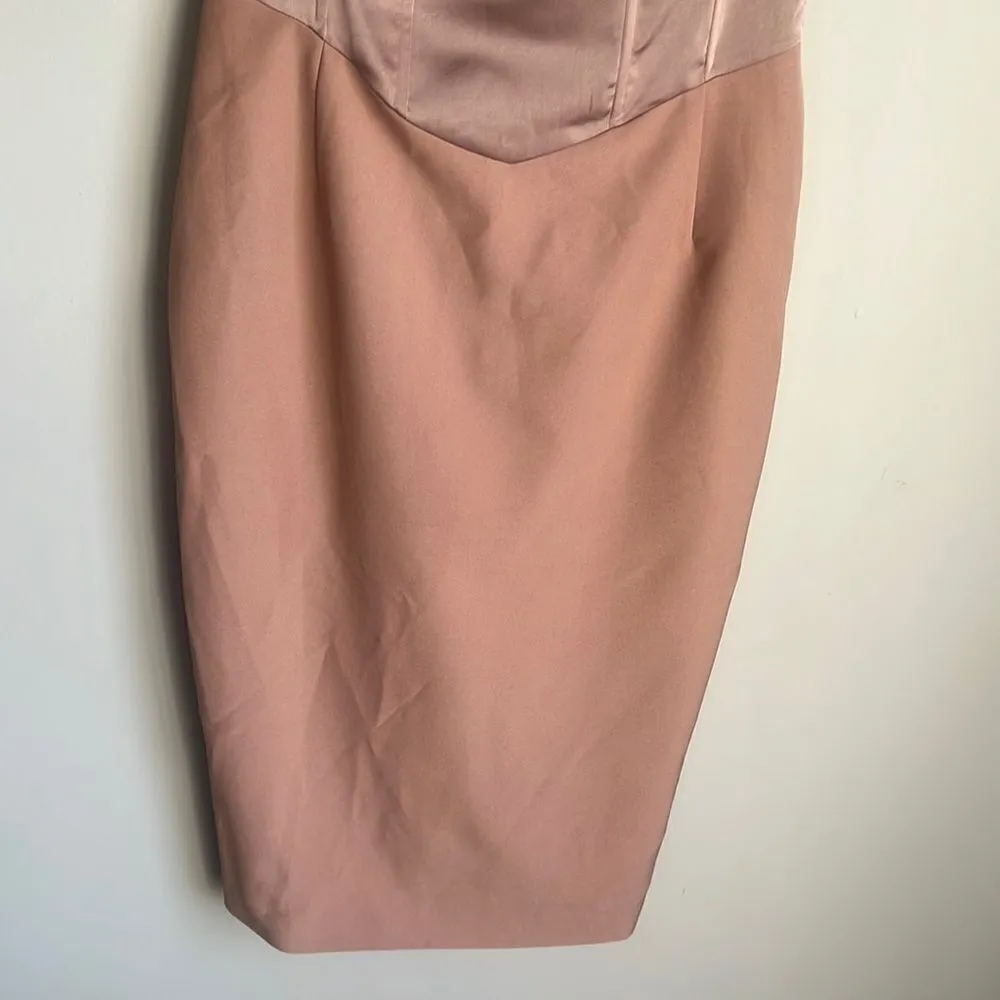 Lavish Alice Mink Pleated Bardot Satin Mix Midi Dress - Image 4