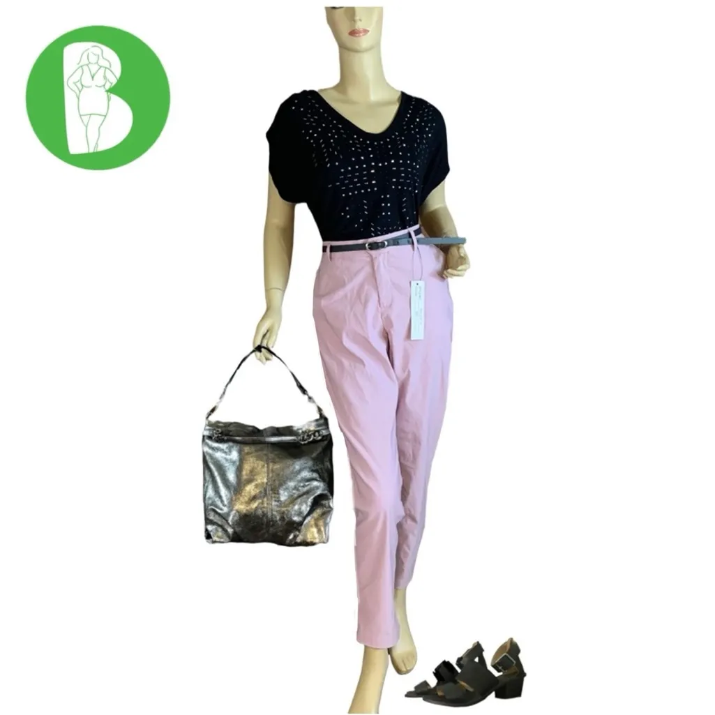 LIKE AN ANGEL LILAC PURPLE SKINNY LEG STRETCH PANTS W/BLACK BELT NWT (2X) - Image 2