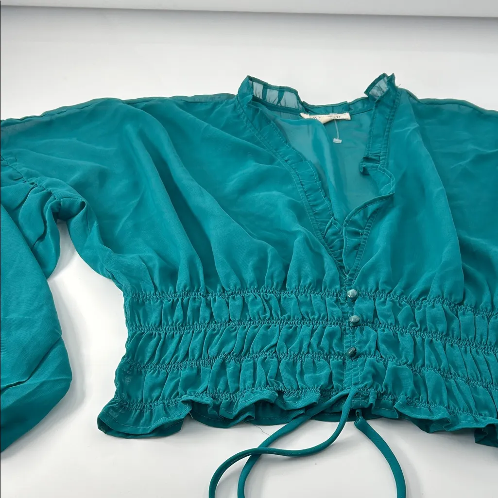 Lily Star Teal Blouse with Ruffle Details - Image 9