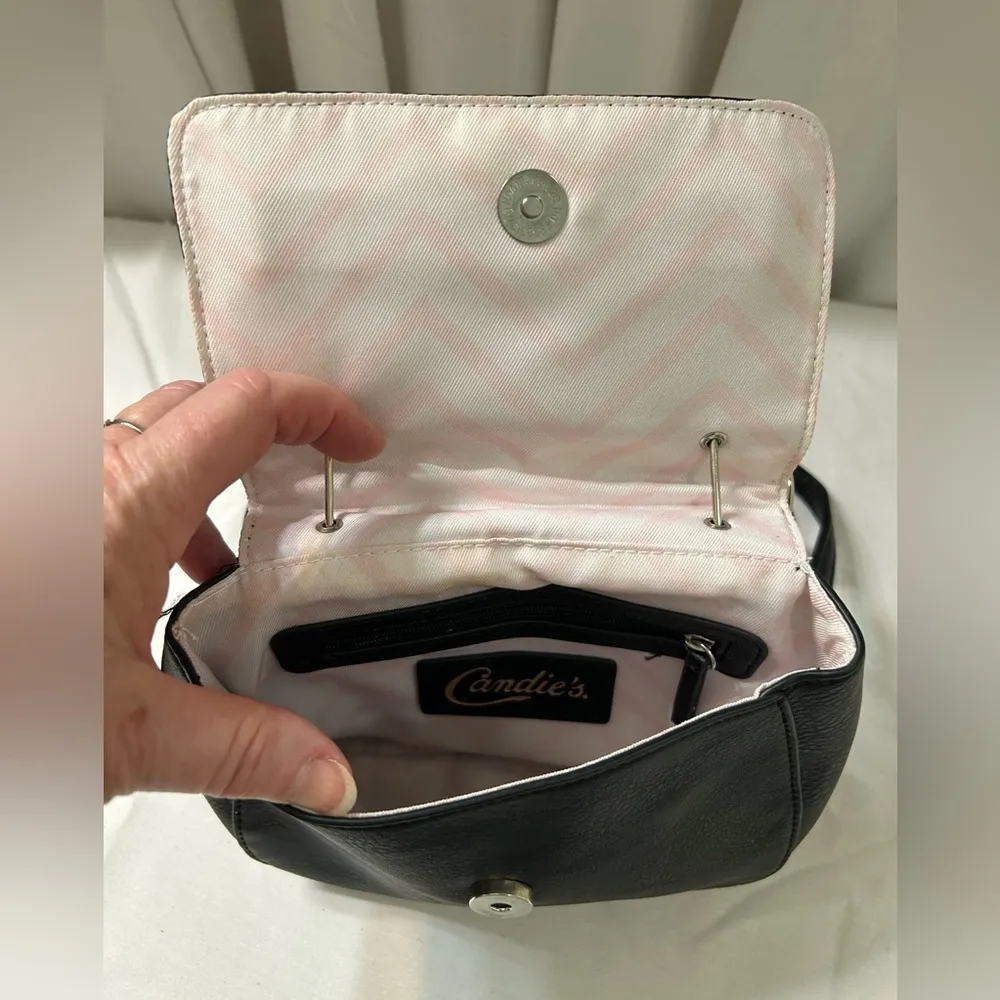 Candie’s Purse Crossbody Shoulder Hand Bag Bow Accent Small Black - Image 6