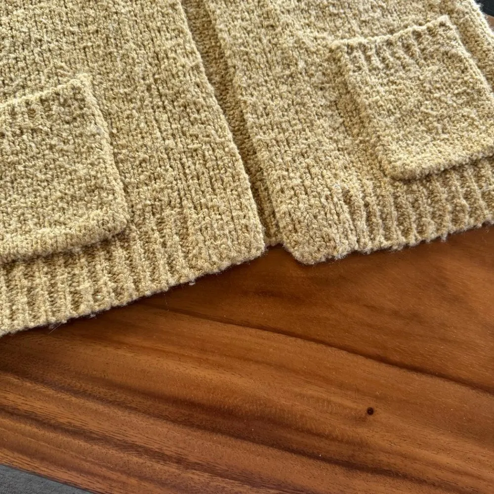 Vintage Acrylic Beige Open‎ Sweater Cardigan Moneta 80s M Vest Tan Size M - Image 7