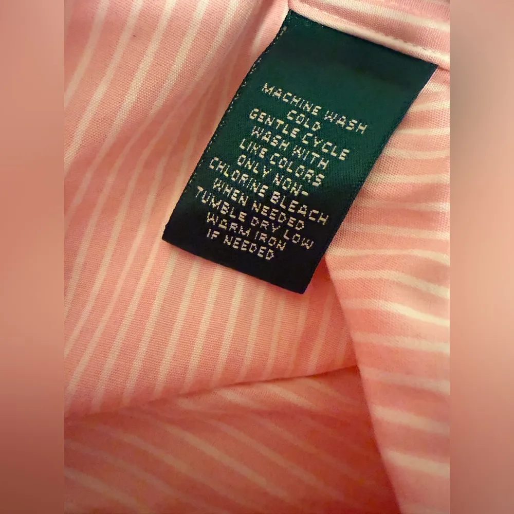 Lauren Ralph Lauren Pink Striped 100% Cotton Shirt Blouse Women’s 1X - Image 8