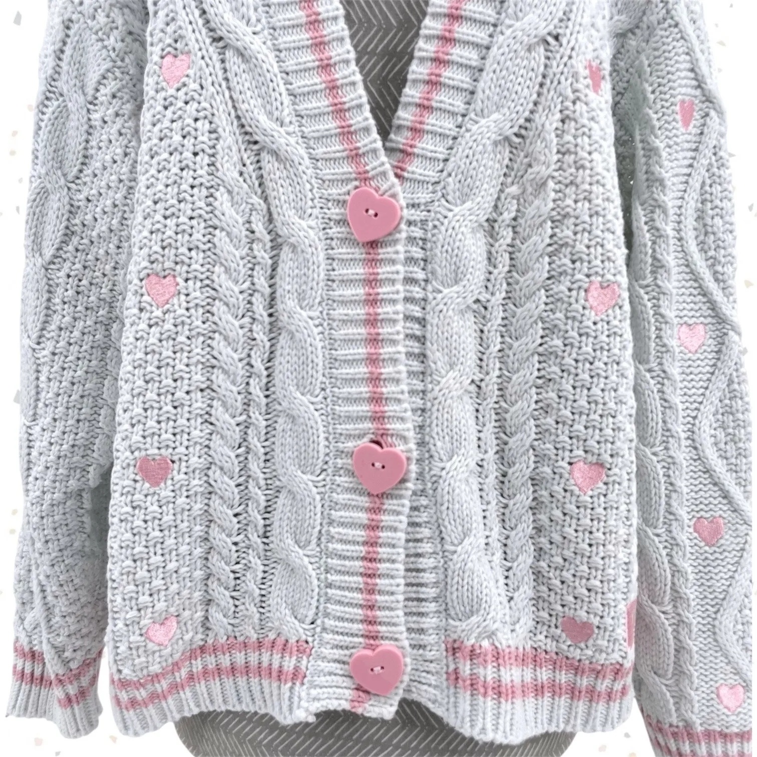 Taylor Swift Lover Cardigan White Pink Stars Cozy Sweater Valentine Size XS / SM - Image 2