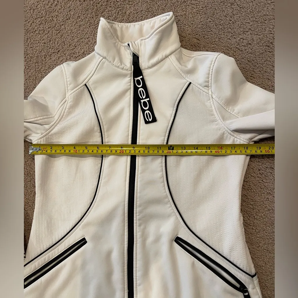 BEBE Women's Ivory White Athletic Sport Long Softshell Coat - Image 5