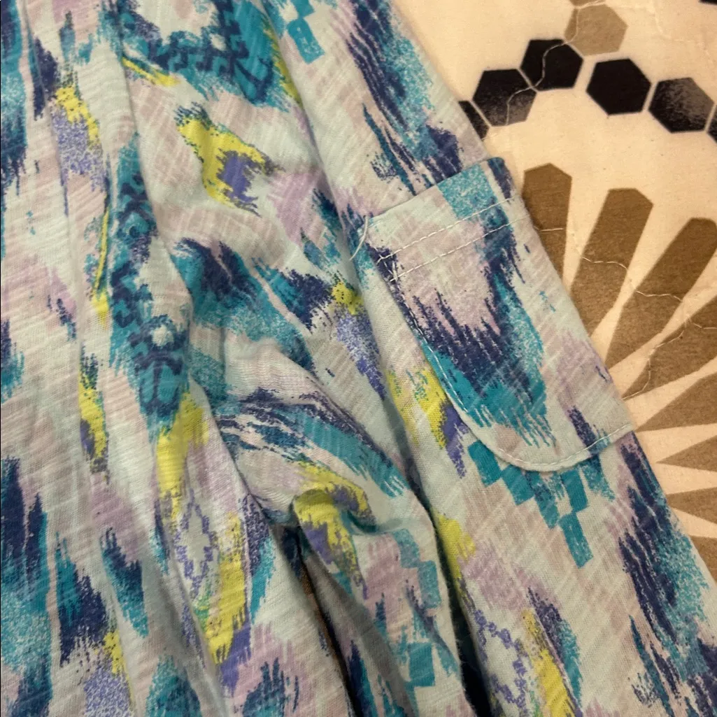 Fresh Produce cotton v neck tunic top sleeve pocket geo print size 2X plus - Image 8