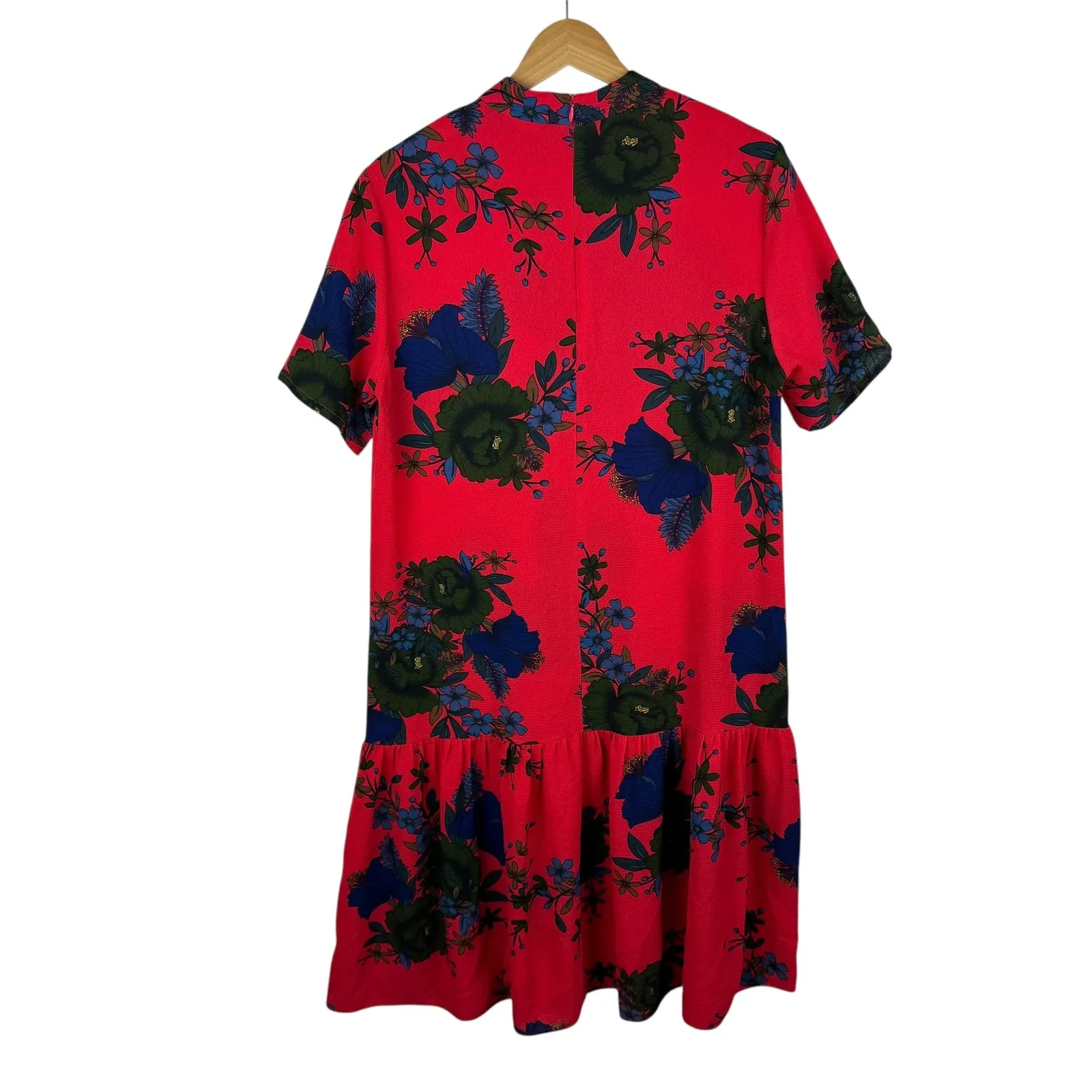 Jacqueline de Yong Red Floral‎ Midi Dress Size 38 Boho Cottage Lightweight Flowy Size M - Image 5