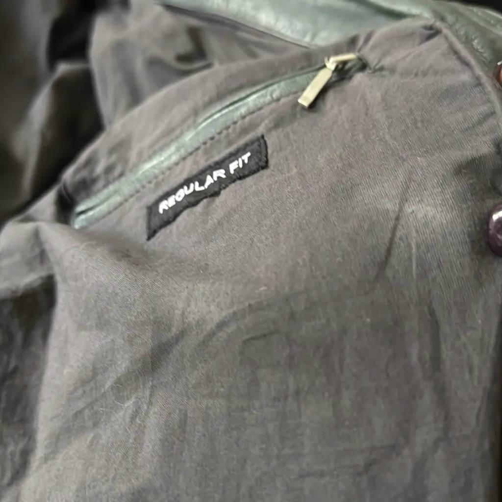 MAURITIUS Biker Moto Rock Grey Blue Leather Jacket | Medium 8 - Image 10