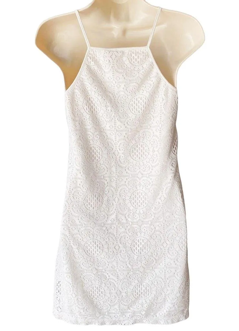 ULTRA FLIRT Sexy White Lace Bohemian Summer Boho Sundress Dress ~ Women's MEDIUM - Image 3