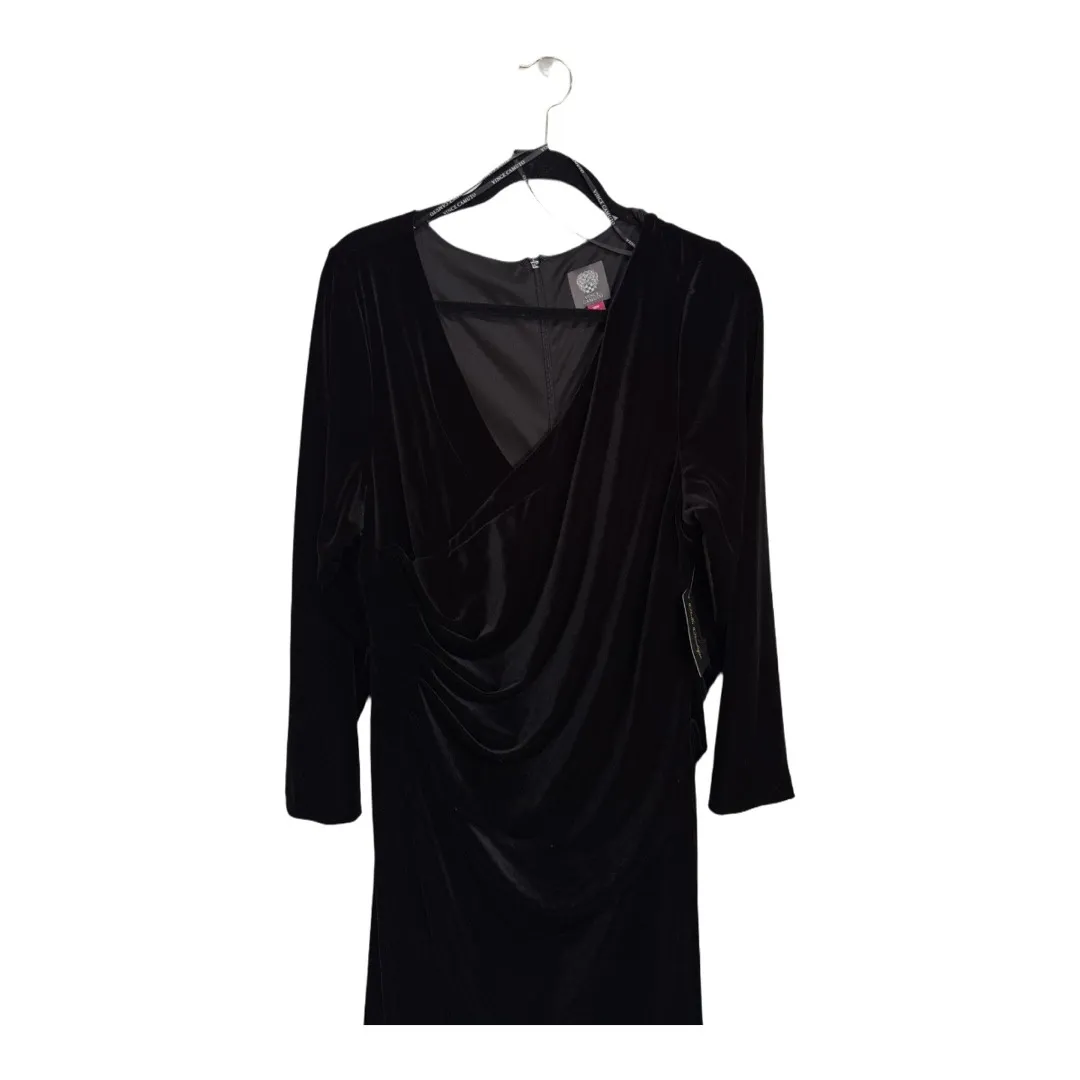 Vince Camuto Black Draped Long VNeck Velvet Dress NWOT Size 18W - Image 2