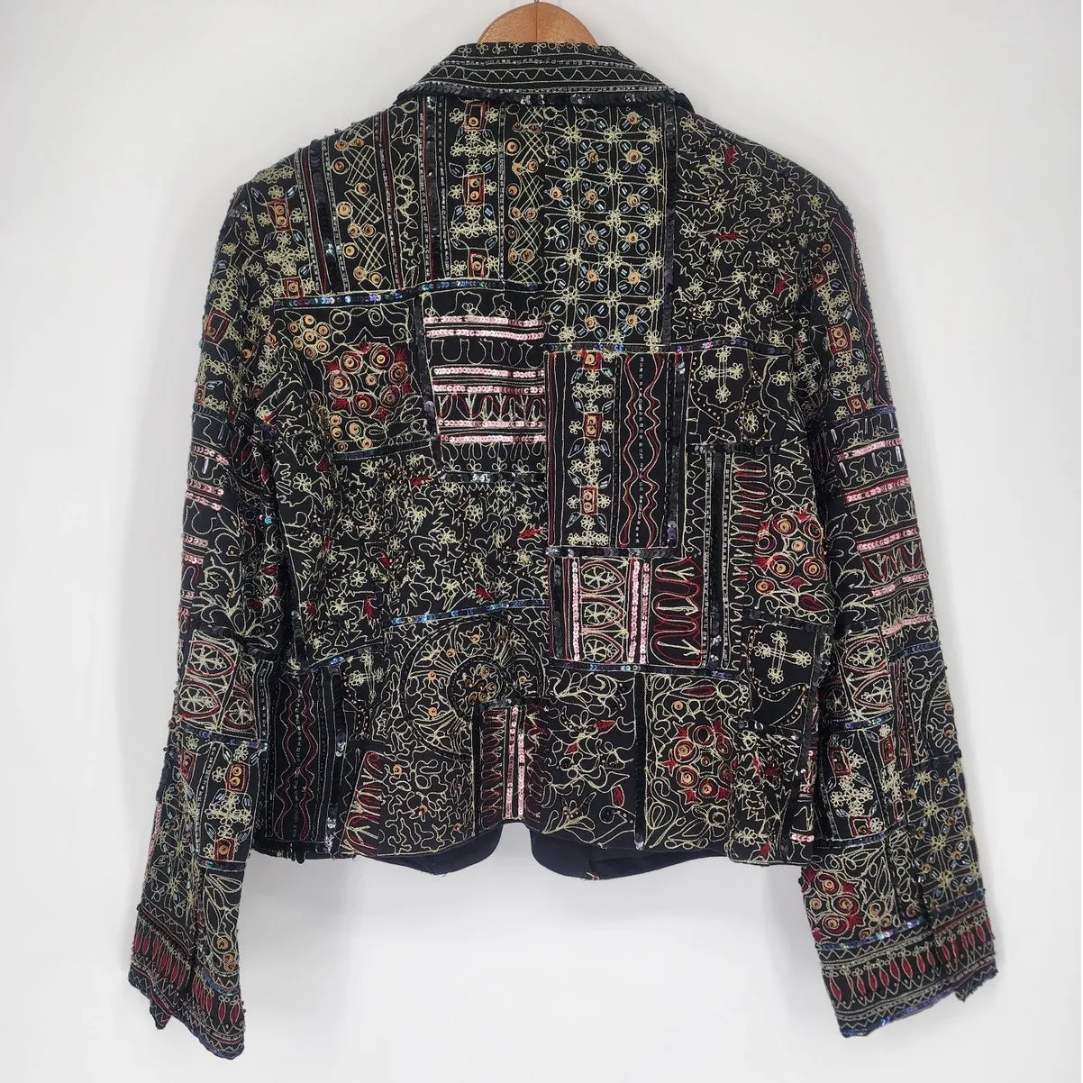 Vintage Anage Black Embroidered Patchwork Blazer Women’s Size Medium - Image 16