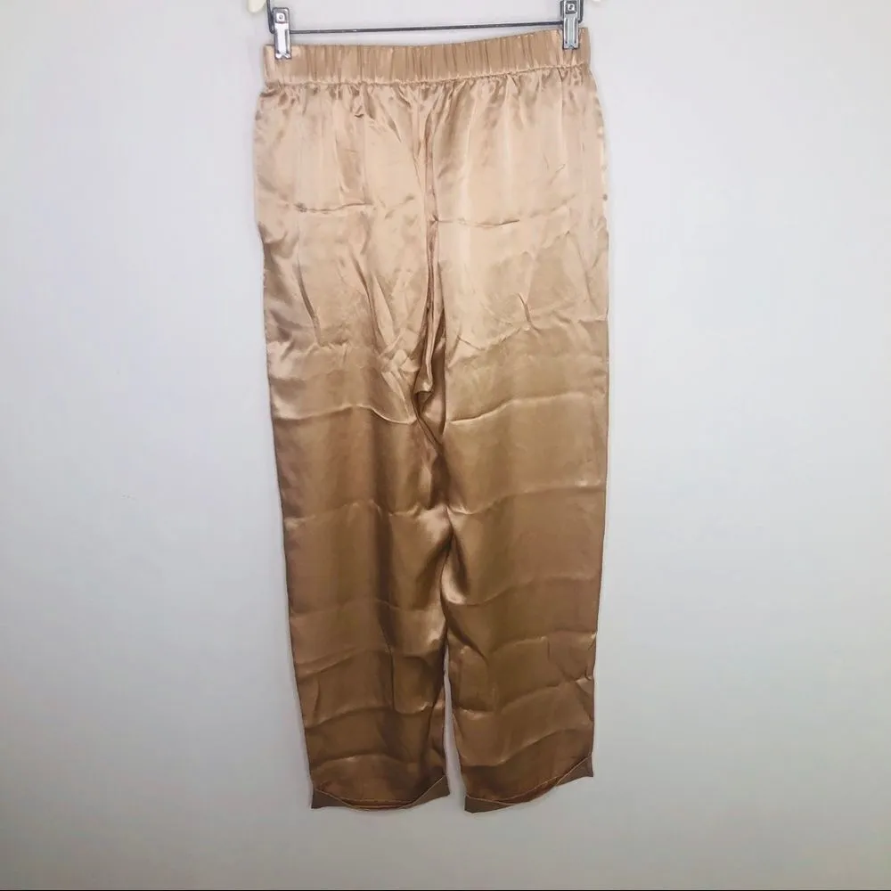 Casual Mes Demoiselles Blush‎ Gold Silk Pants Ankle Career Professional 38 6 - Image 6