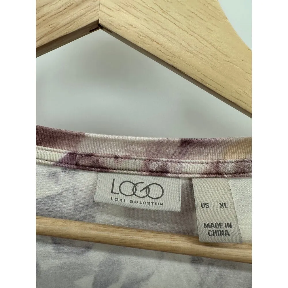 Logo Lori Goldstein Tunic Women Pastel Floral Stretch Pockets Size XL Spring Top - Image 8