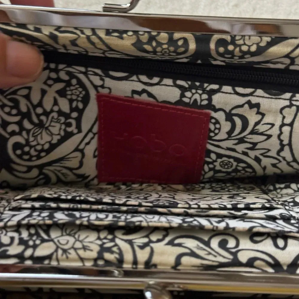 Hobo International Clutch Lauren Black Leather Wallet with added silver zipper - Image 16