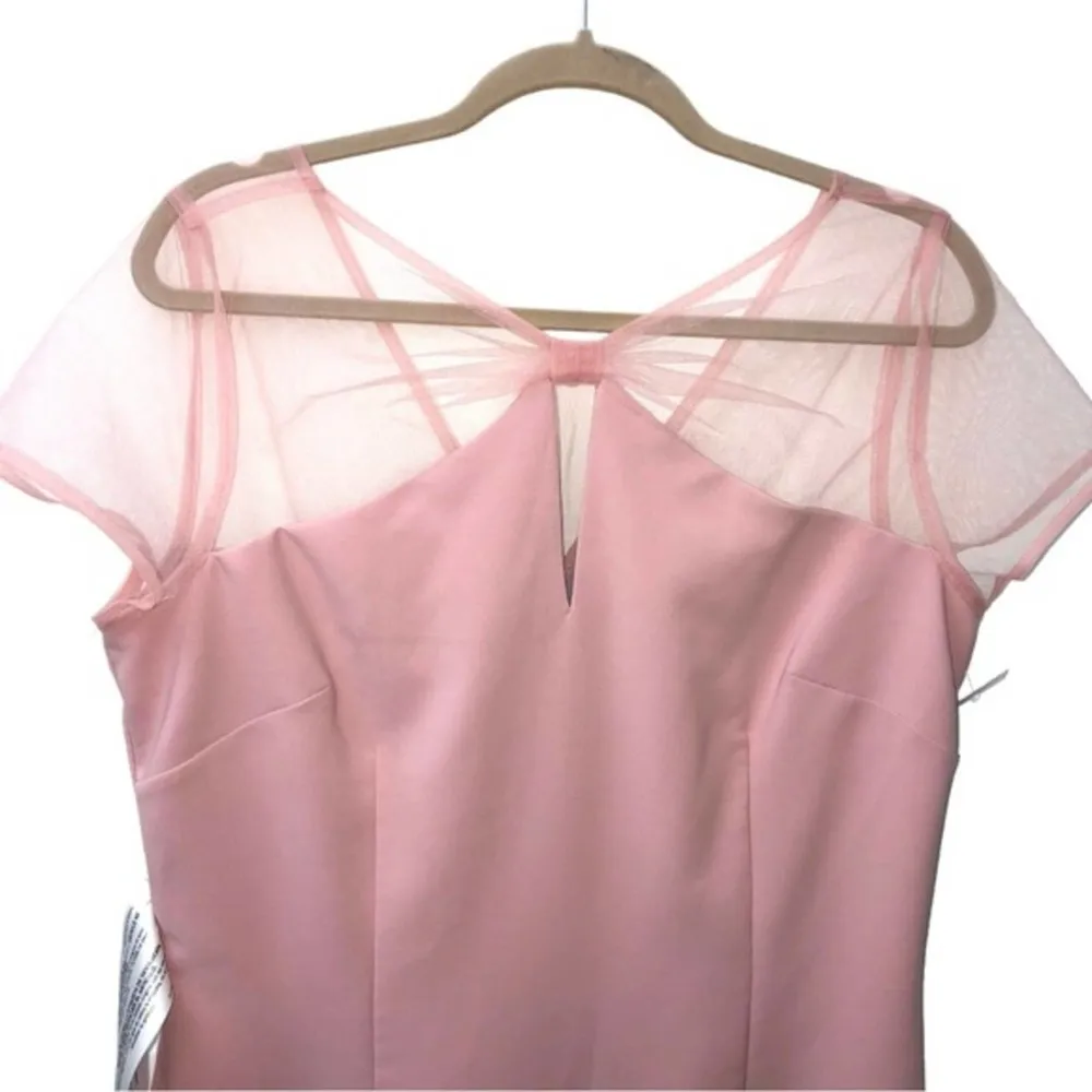 JS Collections Karina Blush Bow Illusion Mesh Sheath Dress 14 NWT - Image 4