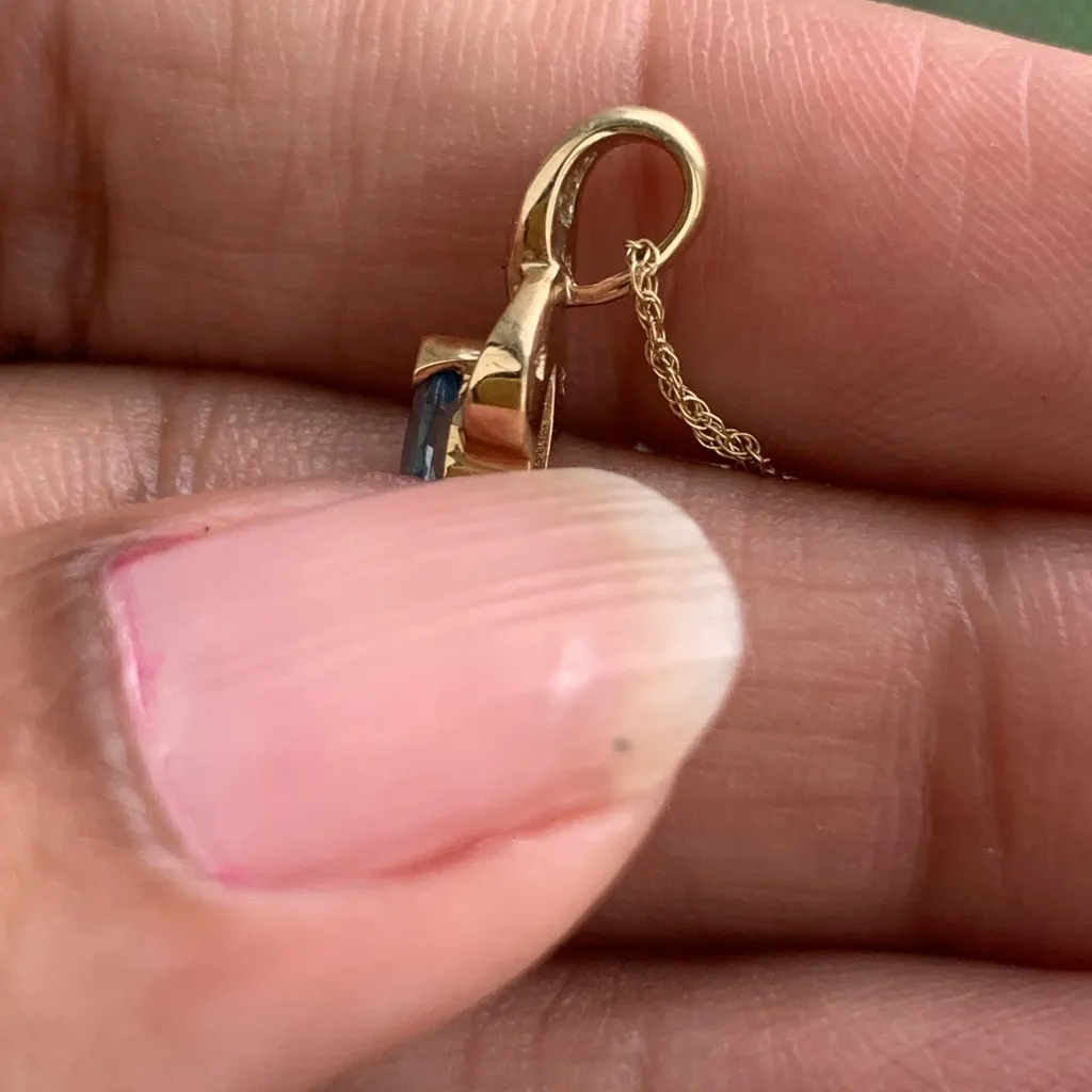 10kt Gold Blue Topaz Pendant Necklace - Image 5