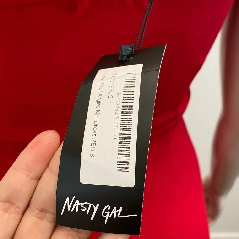 NASTY GAL Sz 4 Clubwear Party Casual Square Neckline Red Spaghetti Strap Dress - Image 5