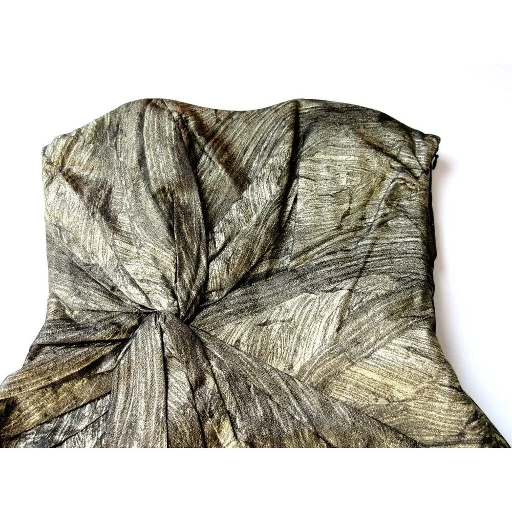 NWT Haute Hippie Metallic Gold & Black Twist Front Strapless Mini Dress M $495 - Image 7