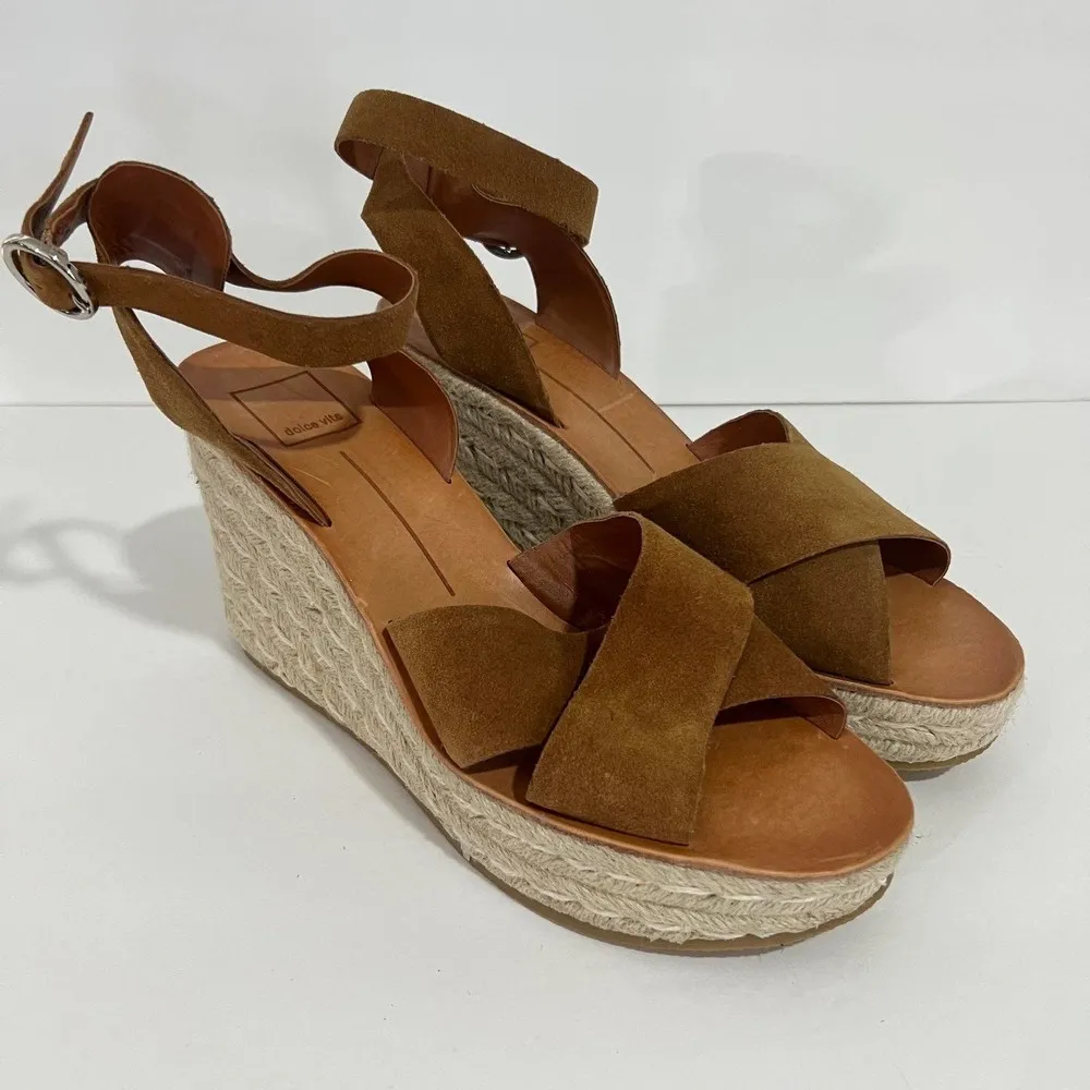 DOLCE VITA Pello Brown Suede Womens Espadrille Wedges Size 10 - Image 98