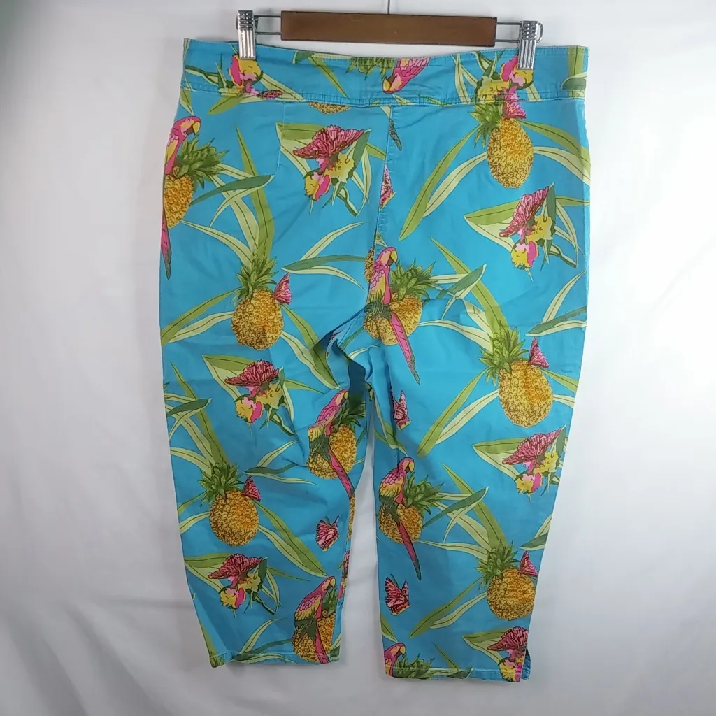 Bill Blass 14 Stretch Aloha Pineapples Jeans Capri Pants Plus - Image 2