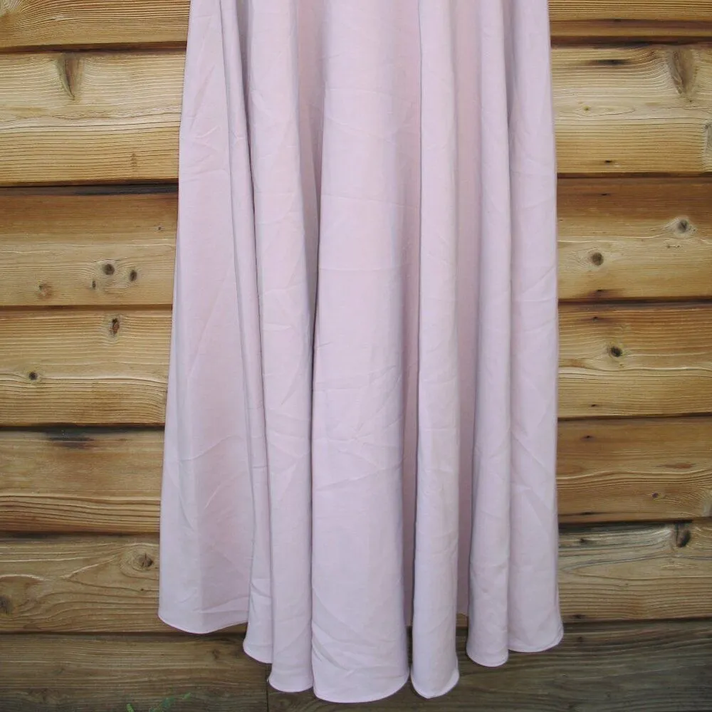 MAC DUGGAL 11854 Pink Crepe 3/4 Sleeve A-line Gown With Flower Trim - Image 10