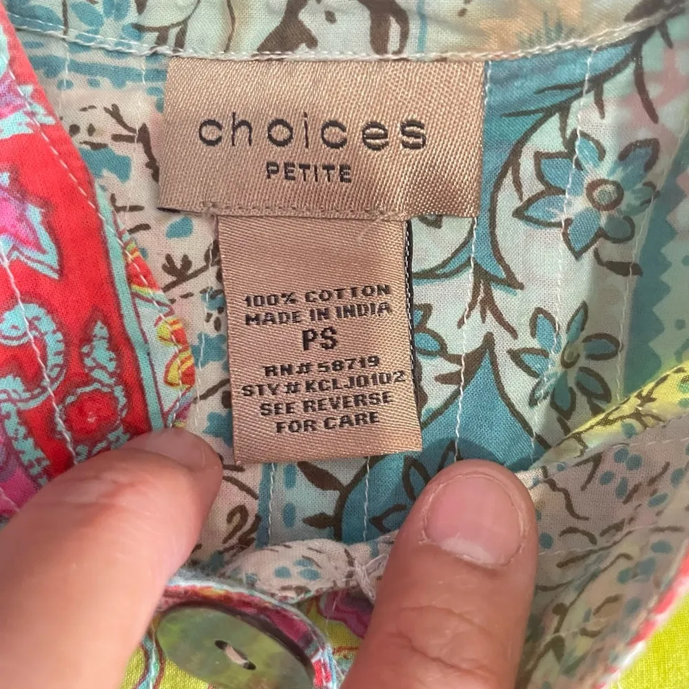 VTG CHOICES JACKET COLORFUL WORK TRAVEL CRUISE VACA PAINTED BUTTONS SP Green Size undefined - Image 6