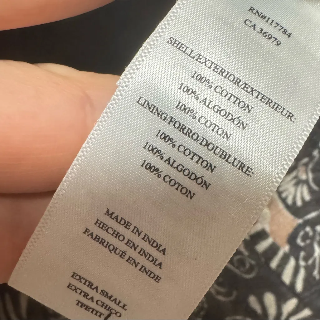 Rails Cali Cassia Floral Flutter Sleeve Peplum Top XS Black 100% Cotton - Image 5