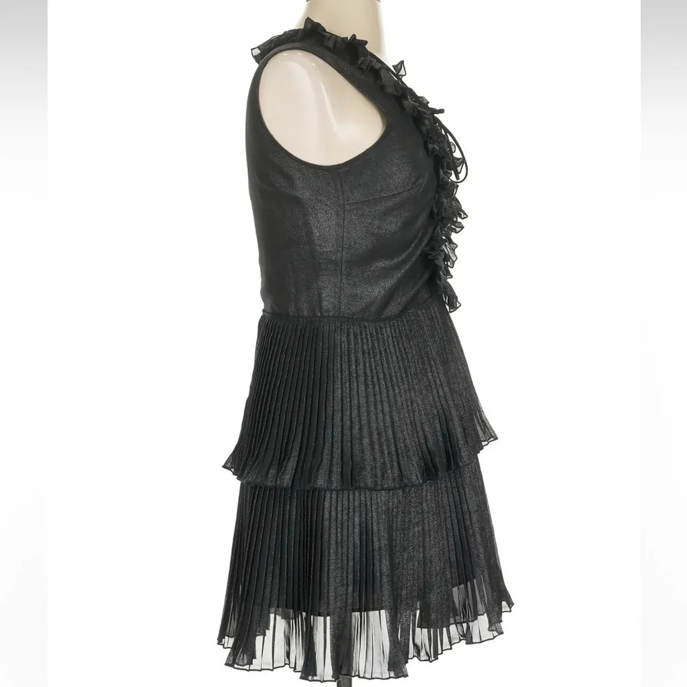 Delfi Collective Black Ruffle Metallic Shimmer Whimsigoth Party Dress Size Small - Image 6