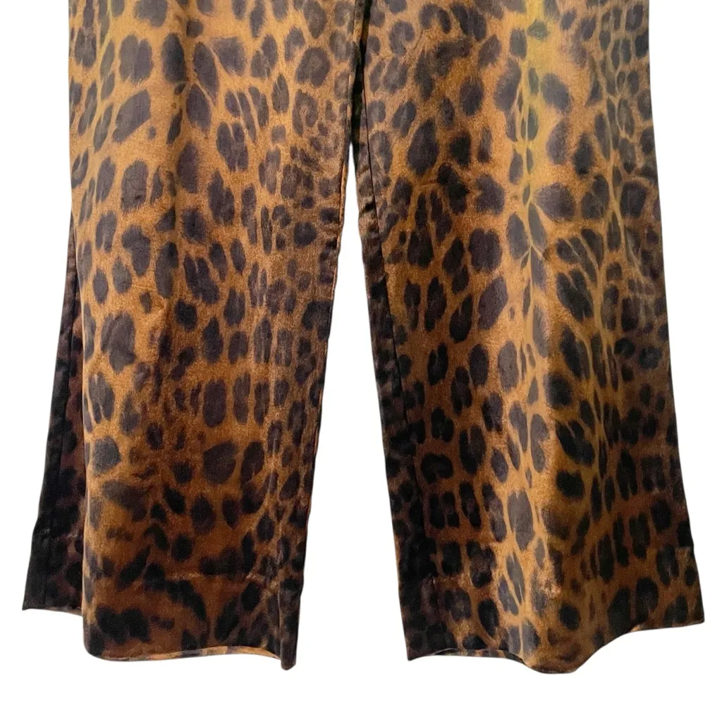 Cabi Party Velvet Pant Leopard Print Wide Leg Trousers Brown Black Size Large - Image 9