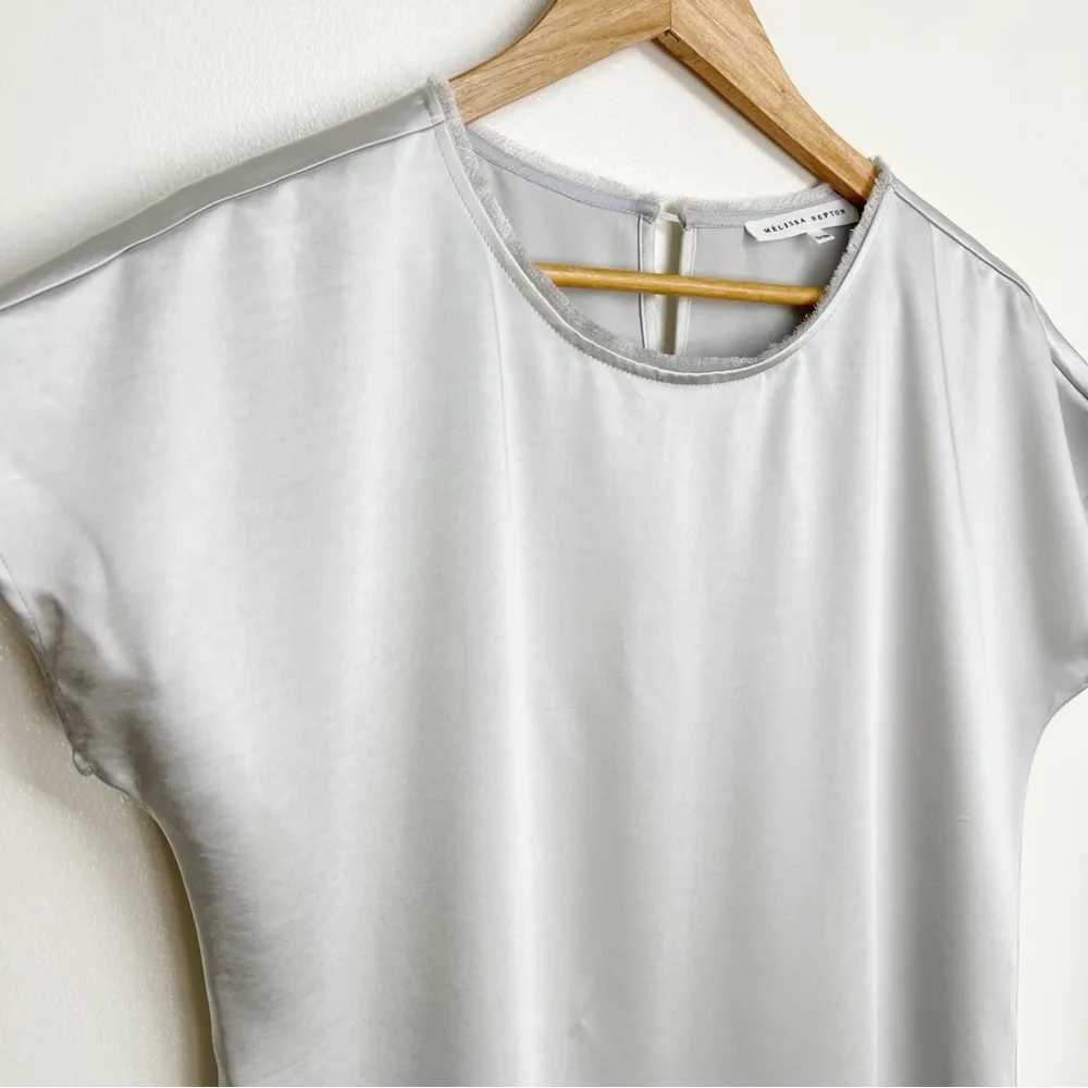 Melissa Nepton Ezra Satin Silver Shift Dress XS - Image 4