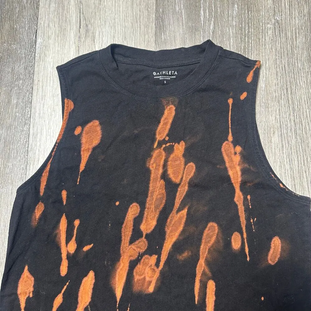 Athleta Muscle Tank Top Black and Orange - Image 3