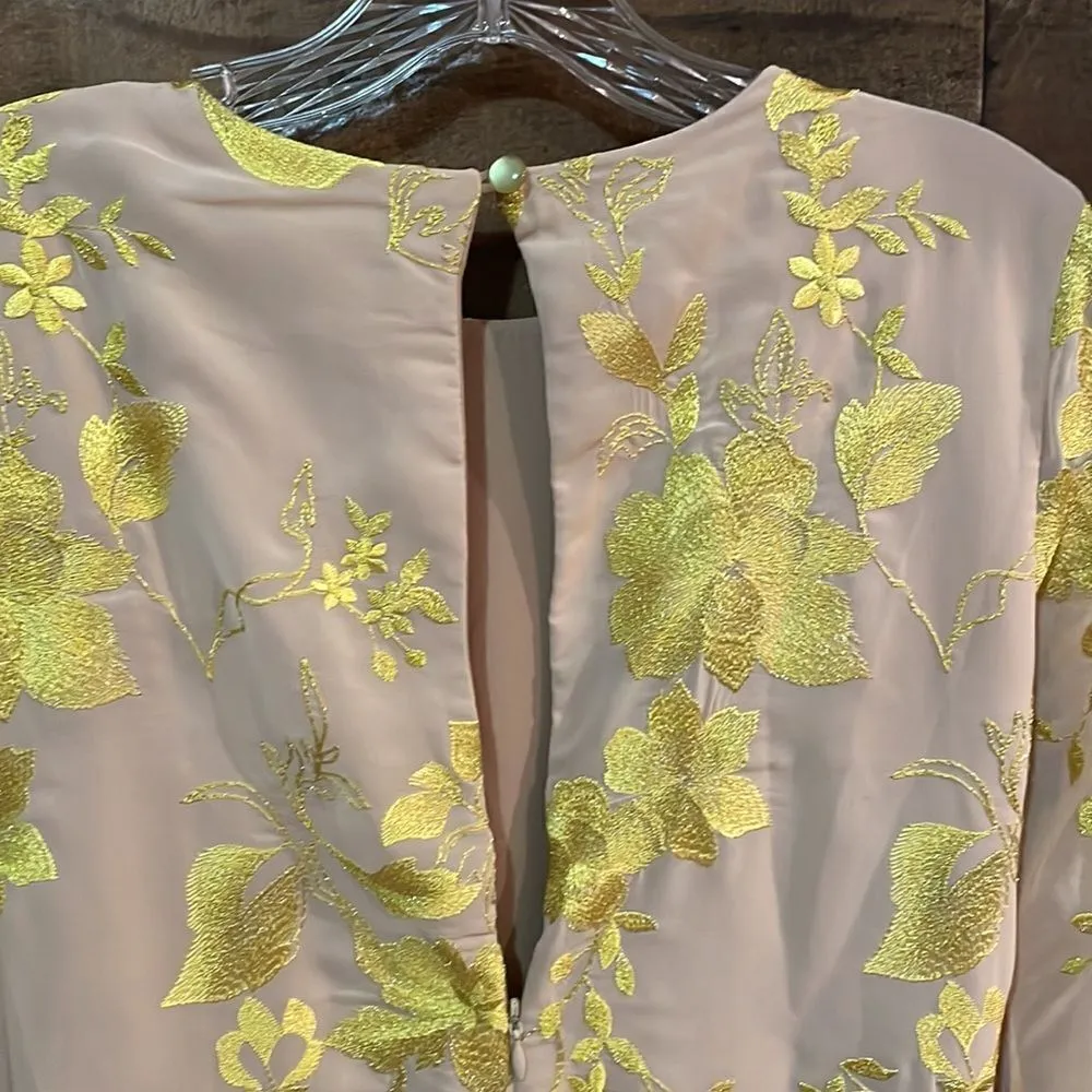 Dress the Population Paige Yellow & Tan Embroidered Mini Dress - Image 10