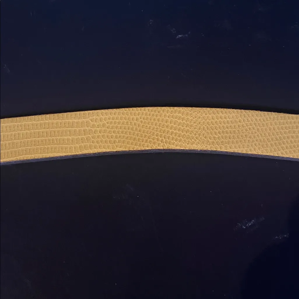 Banana Republic Italian Leather Embossed Slim Belt Silver Square Buckle Yellow S - Image 9