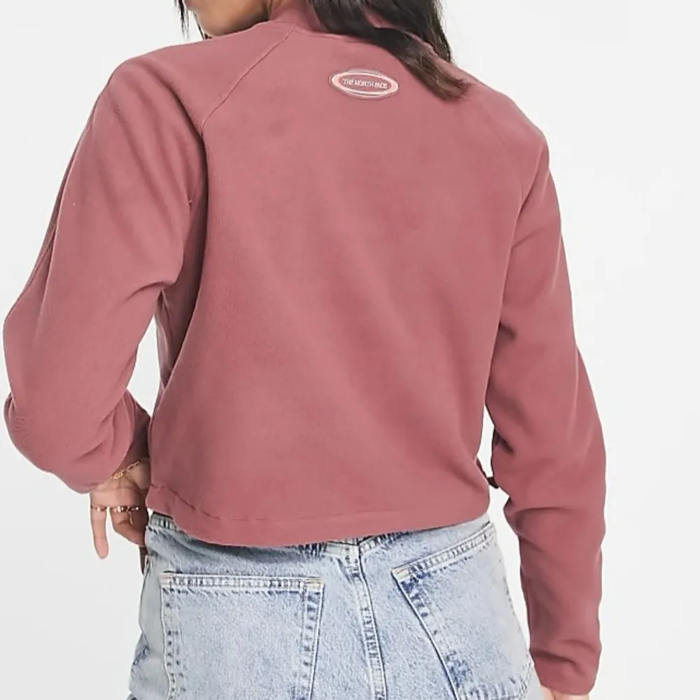 THE NORTH FACE TKA Mock Neck Fleece Cropped Sweatshirt in Mauve Pink Size M - Image 3