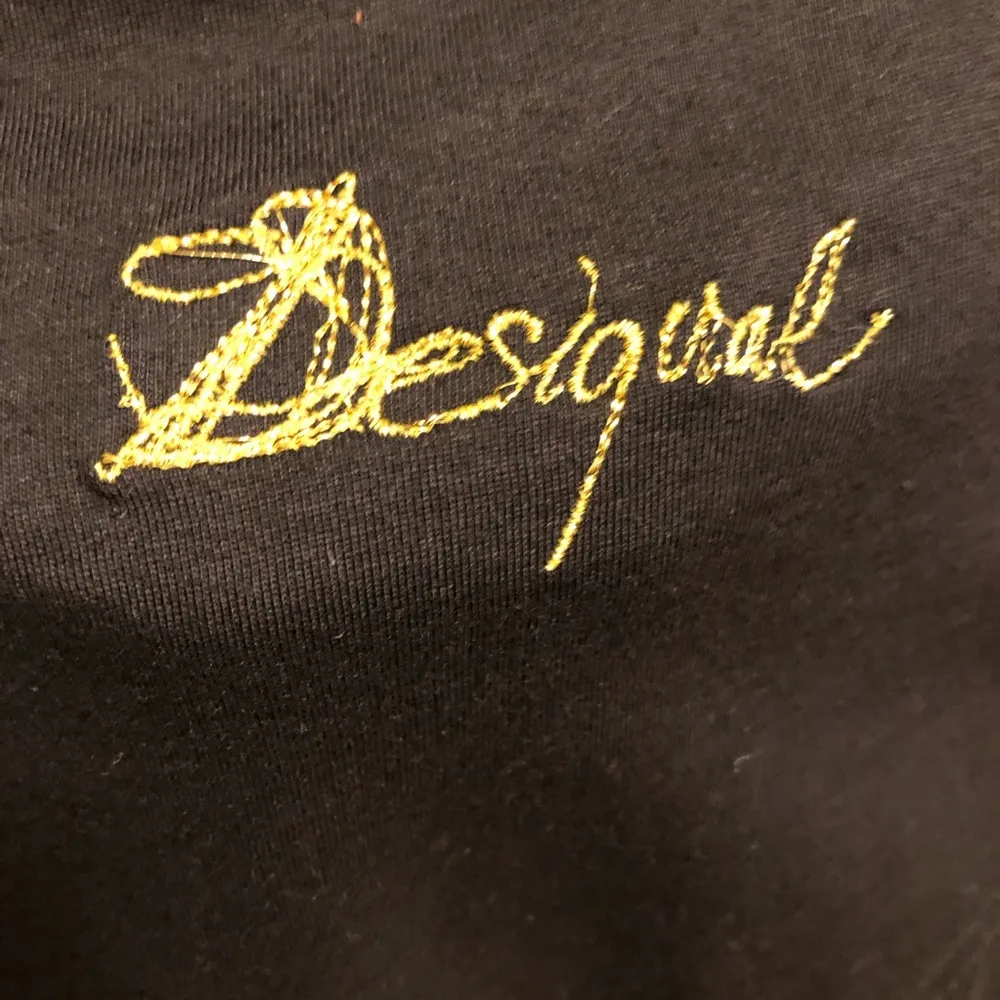 Desigual Dress Black Long Sleeved with Red Satin Applique Flowers Cotton M - Image 7