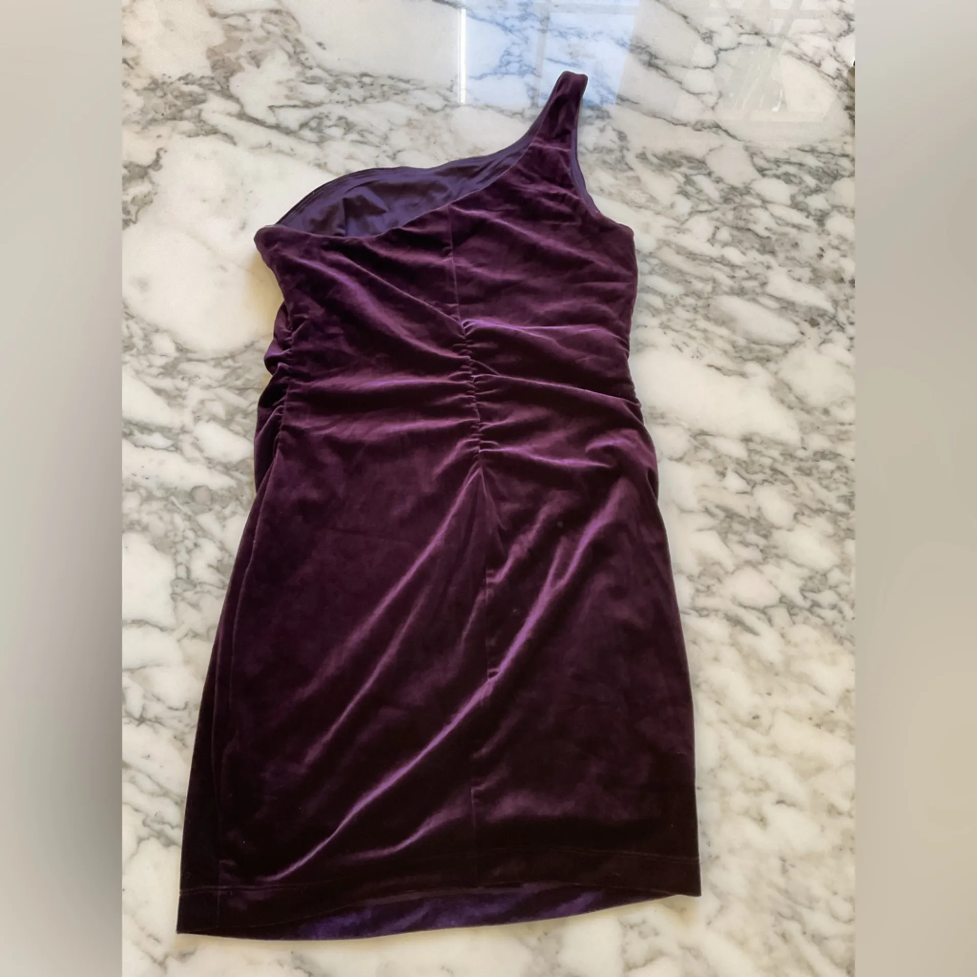 NWT LNL Purple Women's One Shoulder Velvet Mini Dress Sz S - Image 3