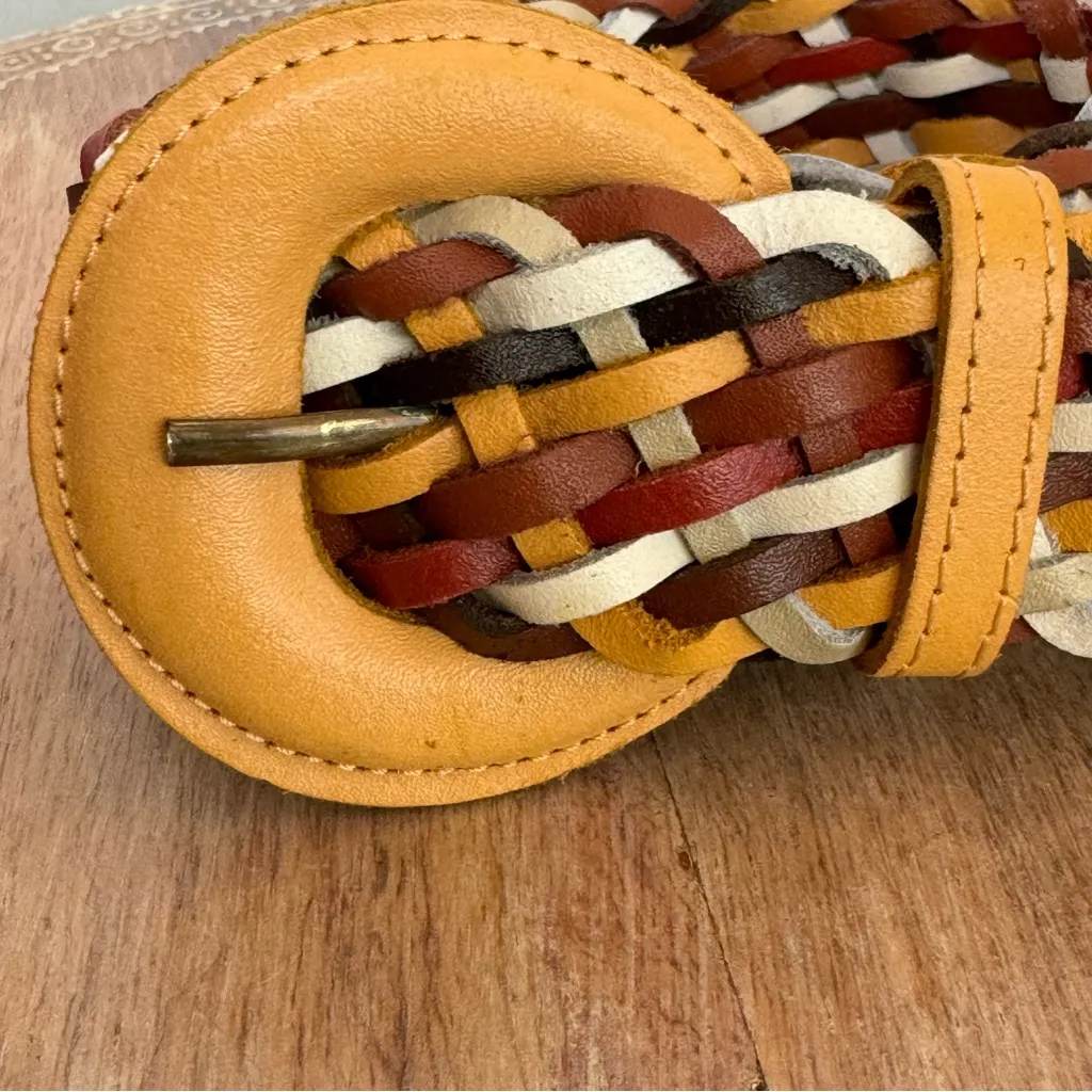 Capezio Argentina Womens Leather Woven Leather Belt Rustic Multicolor Size M/L - Image 2