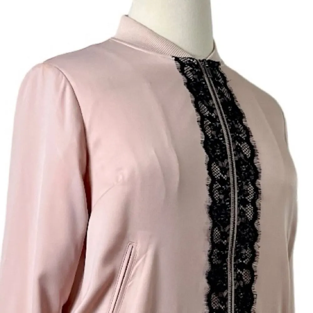 Lane Bryant Jacket Sateen Lace Soft Bomber Blush Pink Black Women’s Size 14/16 - Image 7