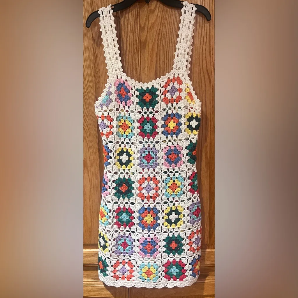 Lovers and Friends Faye Open Crochet‎ Mini Dress in White Multi Size Small - Image 6