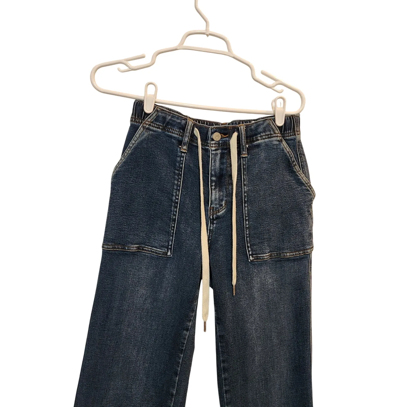 Judy Blue Denim Elastic Waist Drawstring High Rise Straight Leg Jeans Size 26 - Image 3