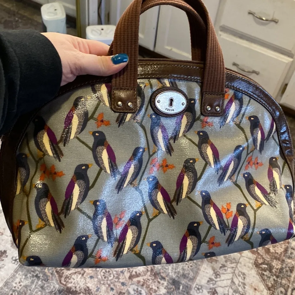 Fossil  Key-per Bird Print dome satchel - Image 2