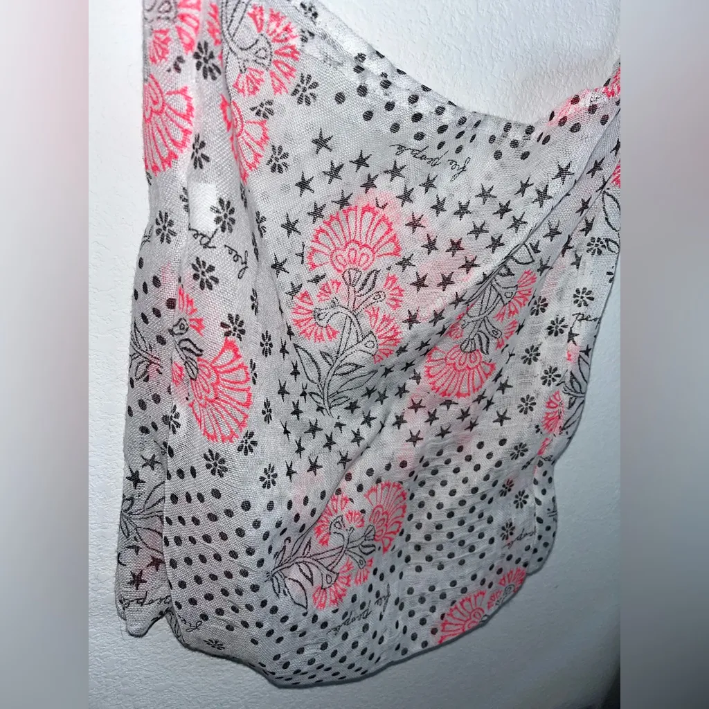 Free People Lightweight Hippie Floral Beachy Linen Semi Sheer Shopper Tote Bag - Image 9