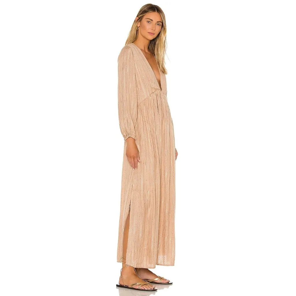 Sundress Chicago Long Dress in Roma Cafe Au Lait M/L New Womens Maxi Tan Size M - Image 2