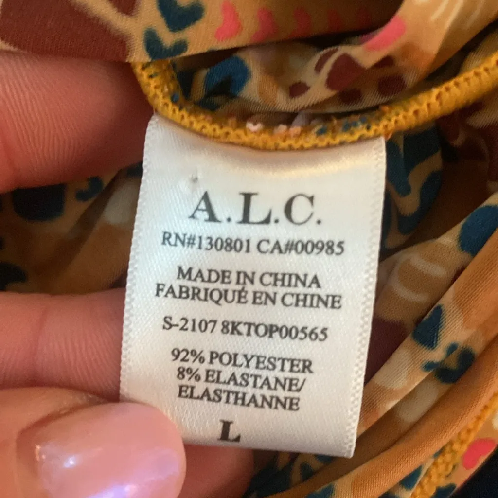 NWT ALC Adley Ruched Tank Sz Large Orange Paisley Stretch Jersey Revolve Shopbop - Image 10