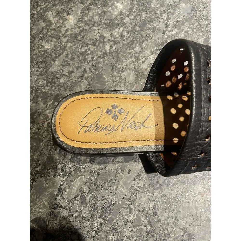 Patricia Nash Flavia Black Perforated Leather Slide‎ Mule Shoes - Size 6.5 - Image 5