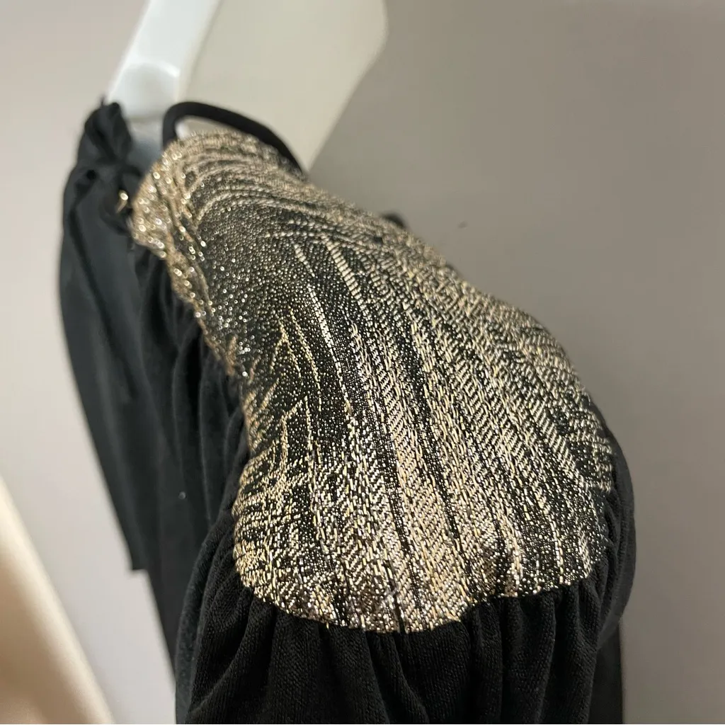 Vintage 80s Jumpsuit Black Metallic Dramatic‎ Disco New Years Eve Tank Party - Image 13